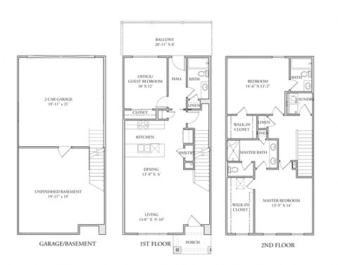Floor plan for 3 beds, 3 baths, 1667 sqft